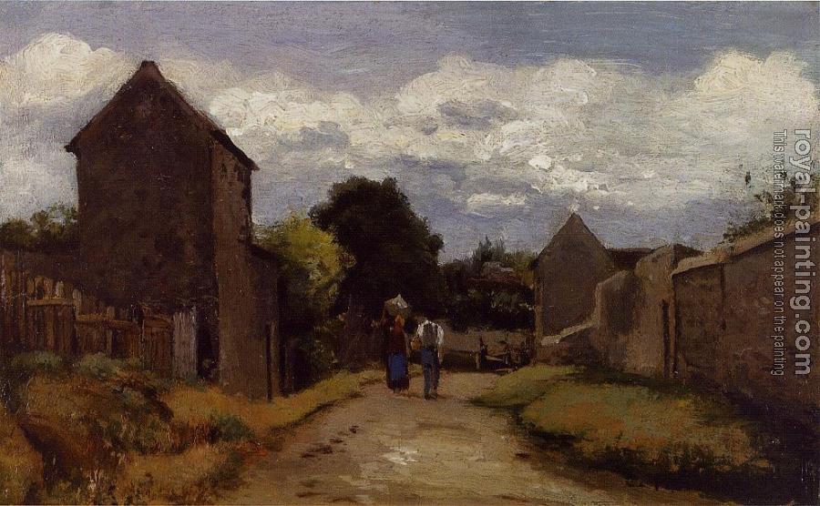 Camille Pissarro : Male and Female Peasants on a Path Crossing the Countryside